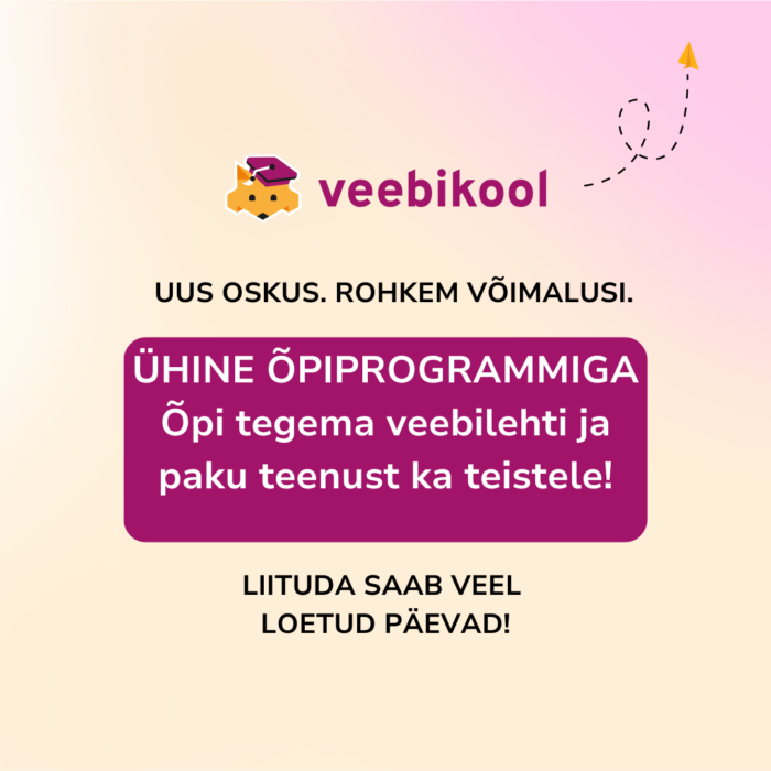 Õpiprogramm: Tee veebilehti ja paku teenust ka teistele (Sügis 2025). Esimene sissemakse.