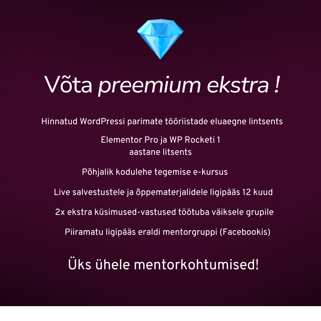 Õpinädal: Tee ise veebileht Preemium Ekstra august 2026