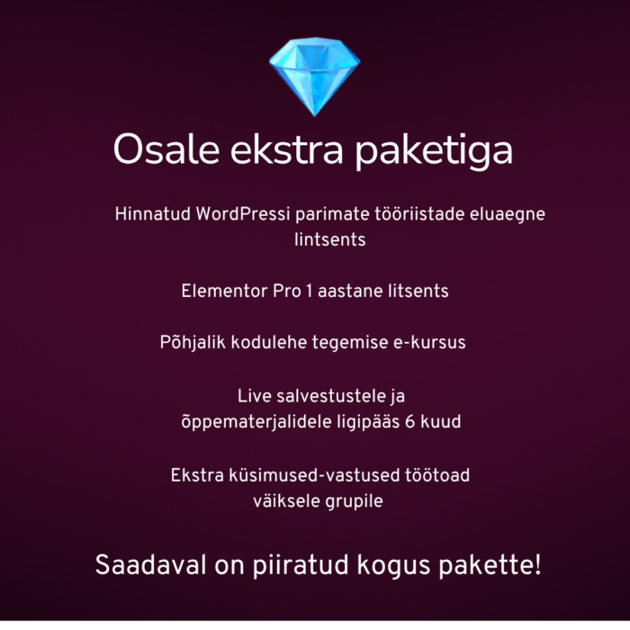 Õpinädal: Tee ise veebileht ekstra pakett oktoober 2026